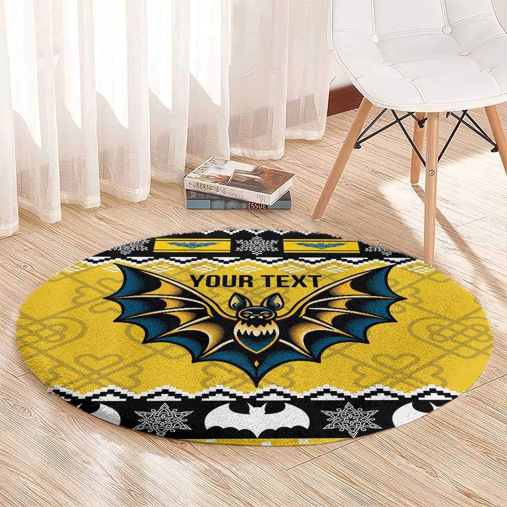 Personalized Brecknockshire Wales Christmas Round Carpet Welsh Celtic Bat Design - Wonder Print Shop