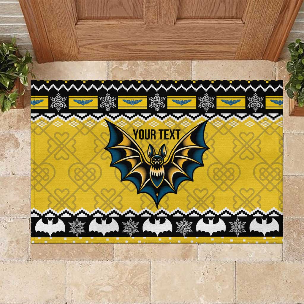 Personalized Brecknockshire Wales Christmas Rubber Doormat Welsh Celtic Bat Design - Wonder Print Shop