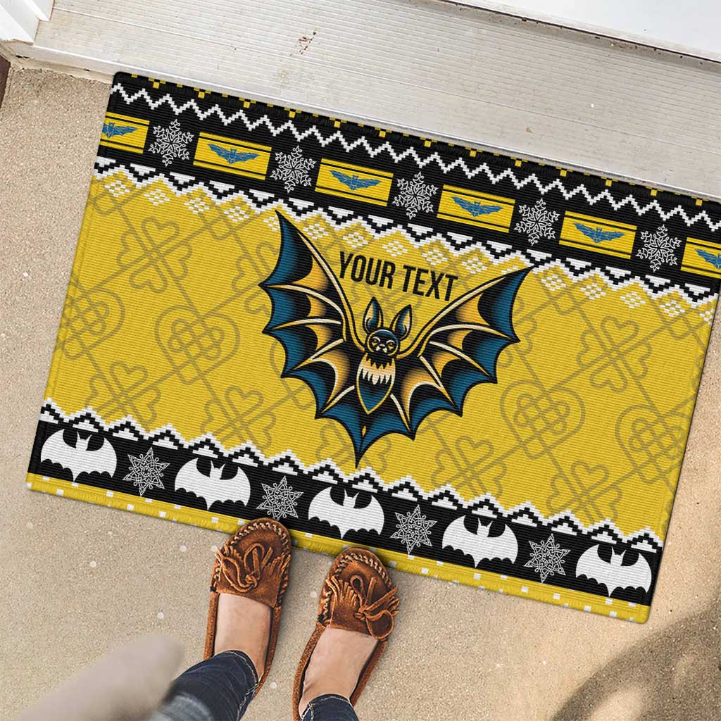 Personalized Brecknockshire Wales Christmas Rubber Doormat Welsh Celtic Bat Design - Wonder Print Shop