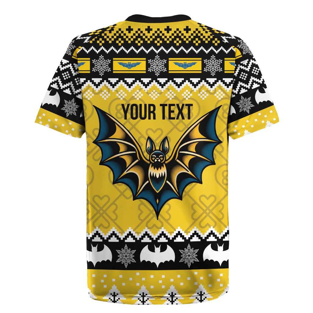 Personalized Brecknockshire Wales Christmas Rugby Jersey Welsh Celtic Bat Design - Wonder Print Shop