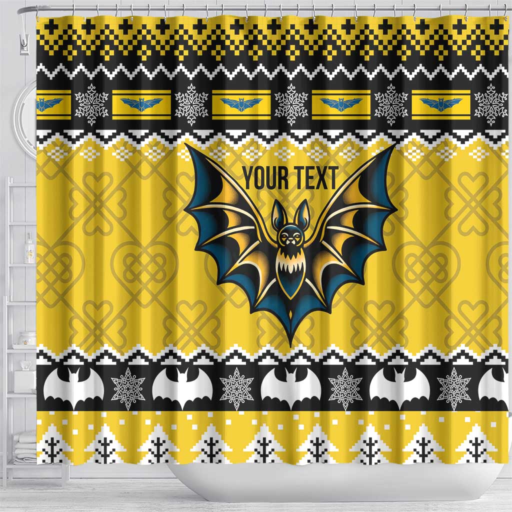 Personalized Brecknockshire Wales Christmas Shower Curtain Welsh Celtic Bat Design - Wonder Print Shop