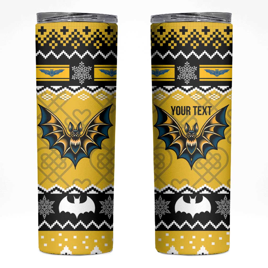 Personalized Brecknockshire Wales Christmas Skinny Tumbler Welsh Celtic Bat Design - Wonder Print Shop