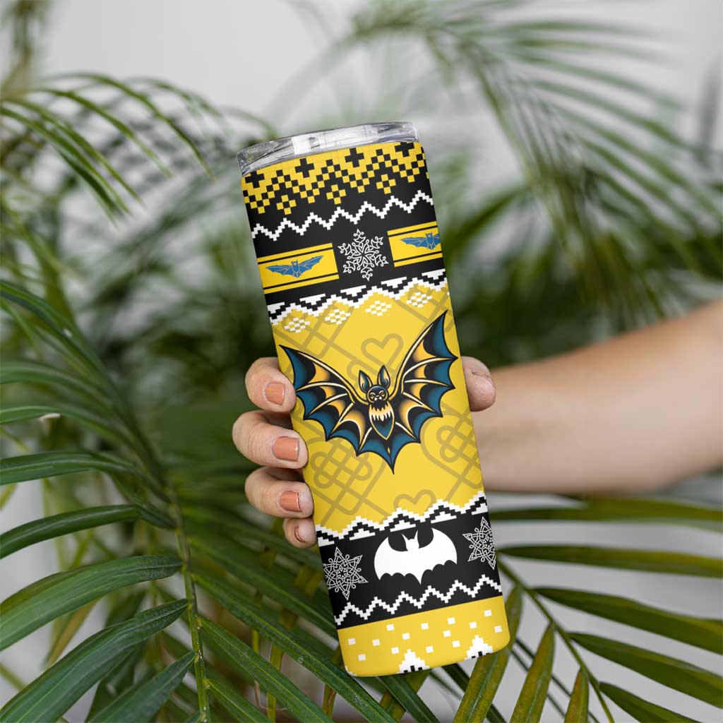 Personalized Brecknockshire Wales Christmas Skinny Tumbler Welsh Celtic Bat Design - Wonder Print Shop