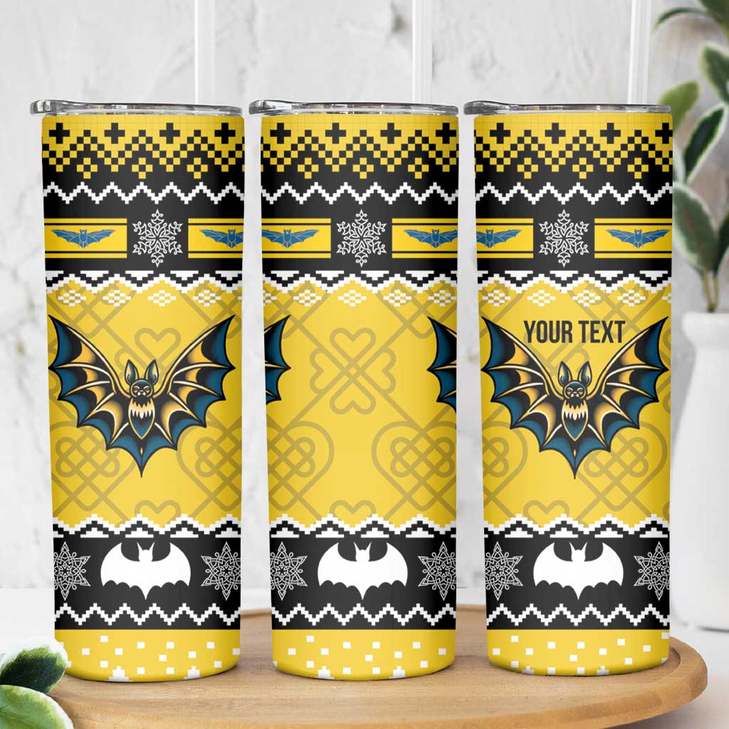 Personalized Brecknockshire Wales Christmas Skinny Tumbler Welsh Celtic Bat Design - Wonder Print Shop
