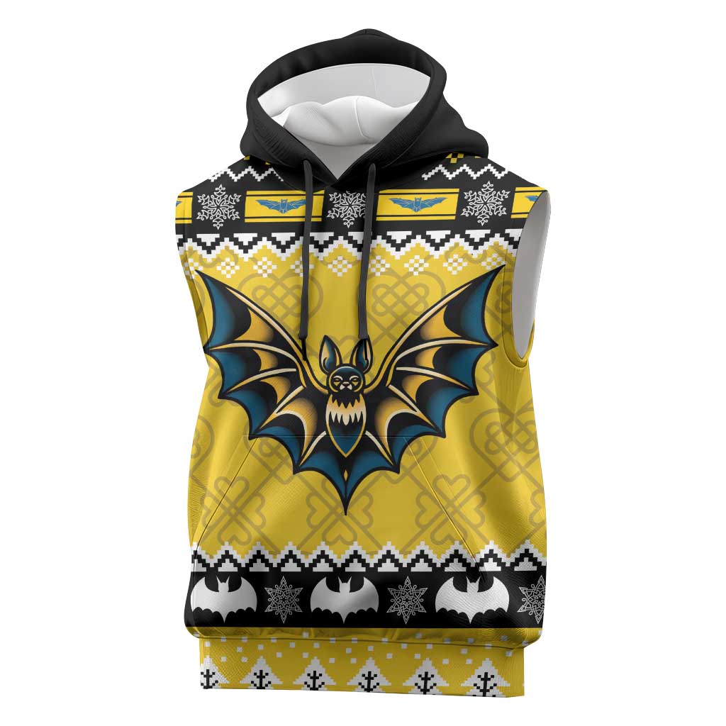 Personalized Brecknockshire Wales Christmas Sleeveless Hoodie Welsh Celtic Bat Design - Wonder Print Shop