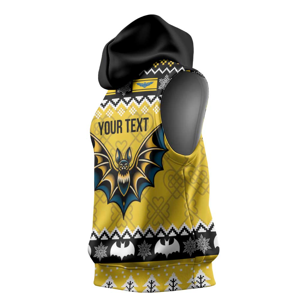Personalized Brecknockshire Wales Christmas Sleeveless Hoodie Welsh Celtic Bat Design - Wonder Print Shop