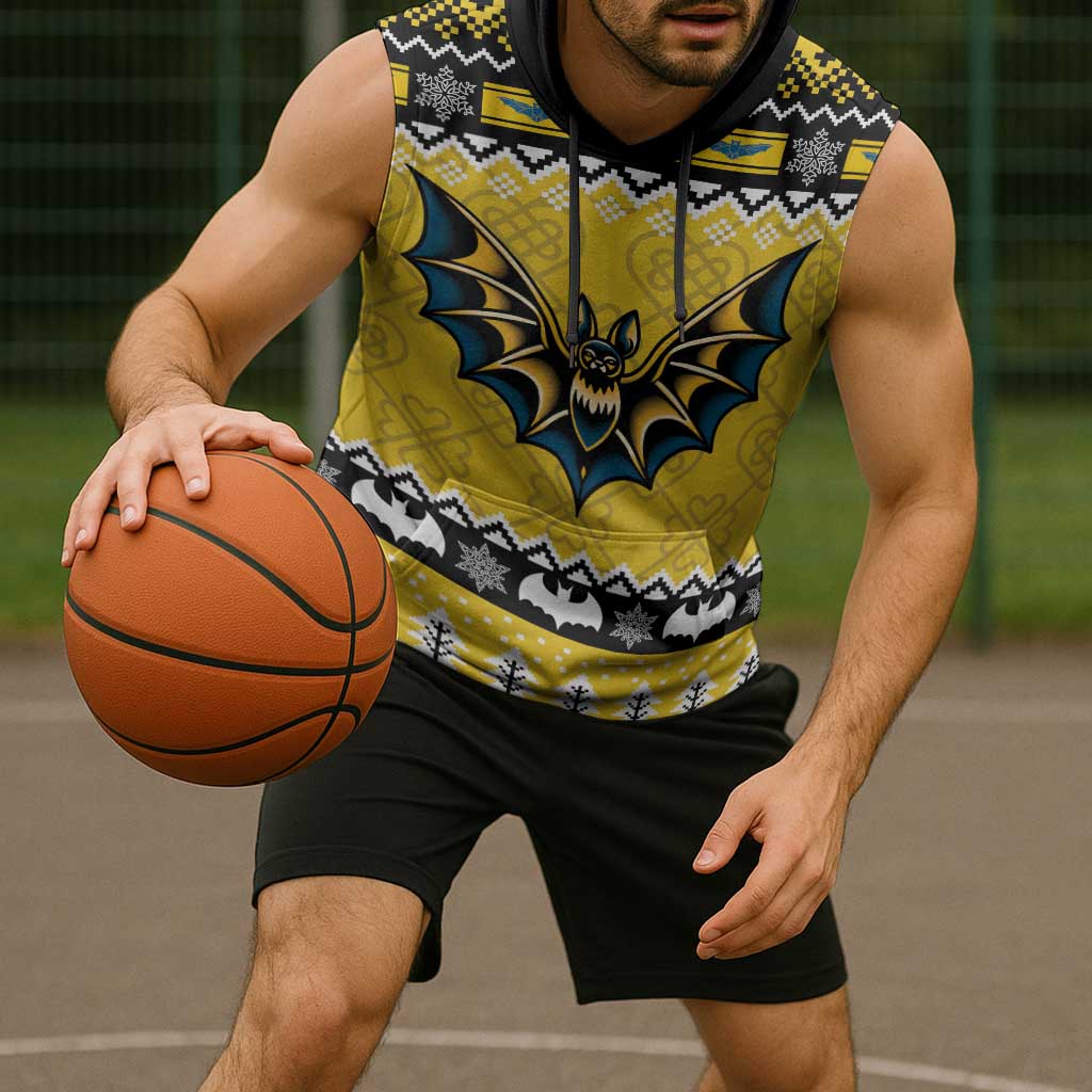 Personalized Brecknockshire Wales Christmas Sleeveless Hoodie Welsh Celtic Bat Design - Wonder Print Shop