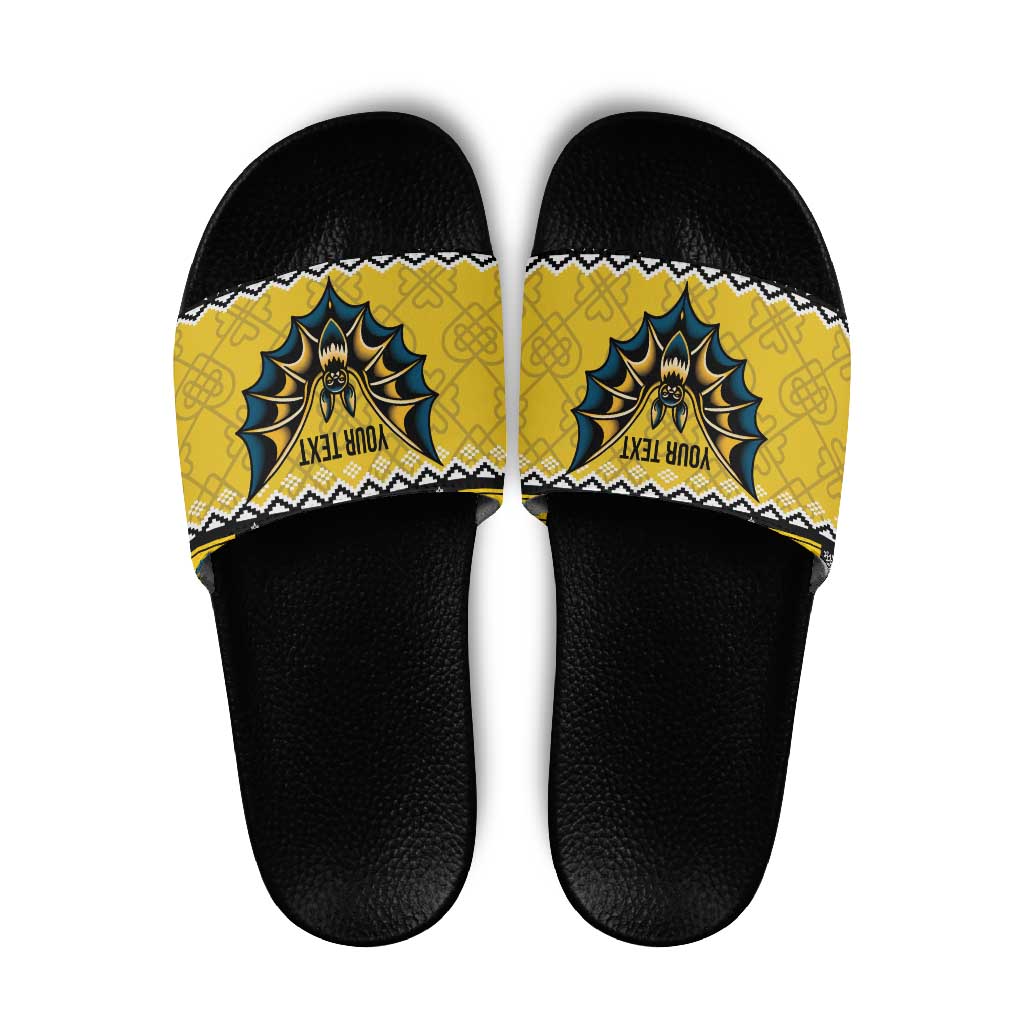 Personalized Brecknockshire Wales Christmas Slide Sandals Welsh Celtic Bat Design - Wonder Print Shop