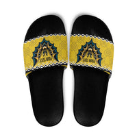 Personalized Brecknockshire Wales Christmas Slide Sandals Welsh Celtic Bat Design - Wonder Print Shop