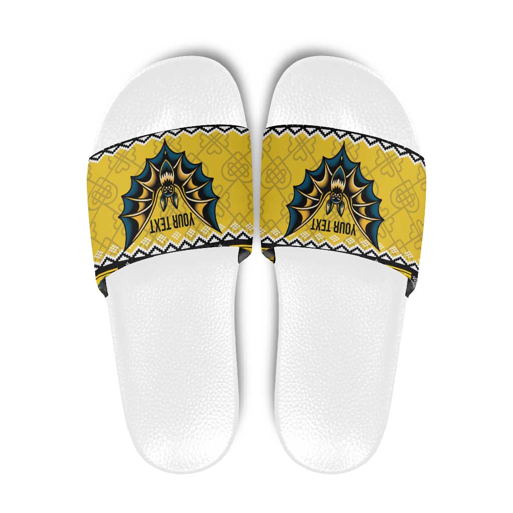 Personalized Brecknockshire Wales Christmas Slide Sandals Welsh Celtic Bat Design - Wonder Print Shop