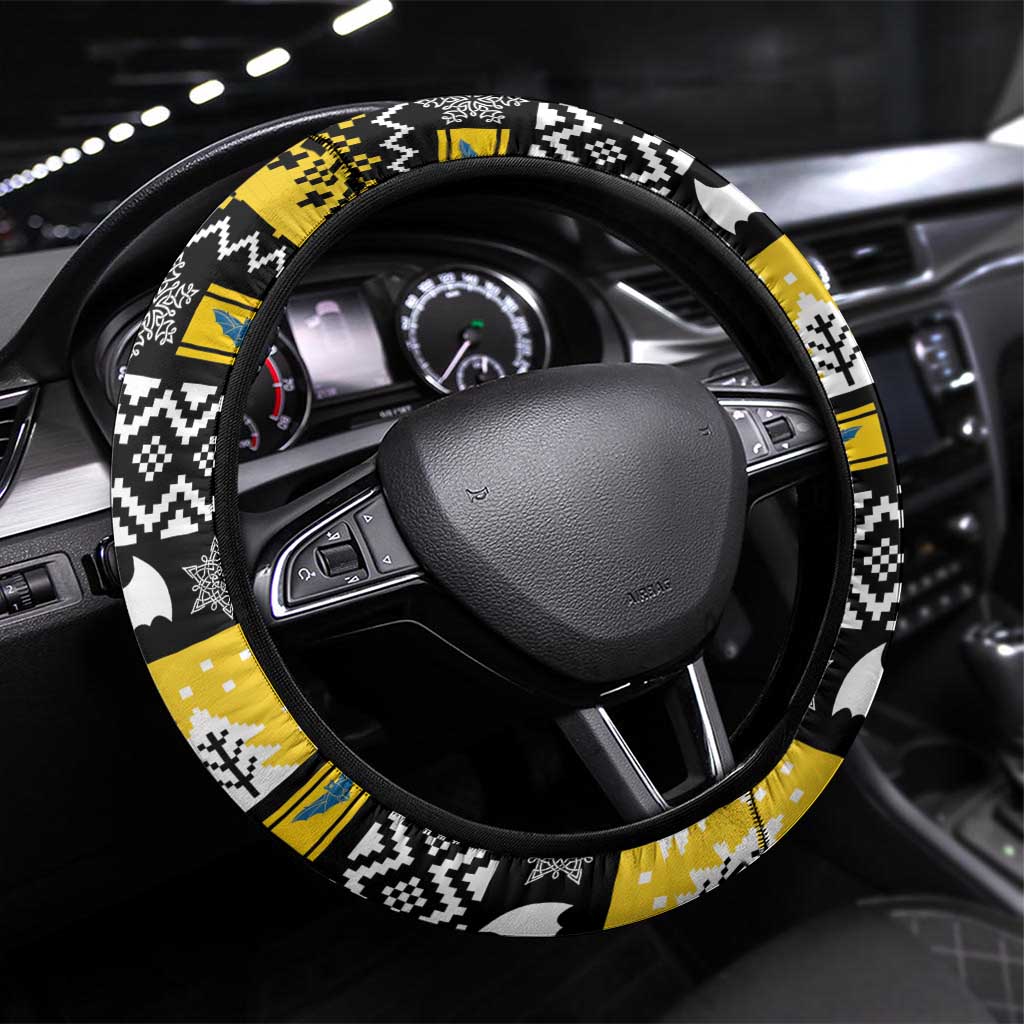 Brecknockshire Wales Christmas Steering Wheel Cover Welsh Celtic Bat Design - Wonder Print Shop