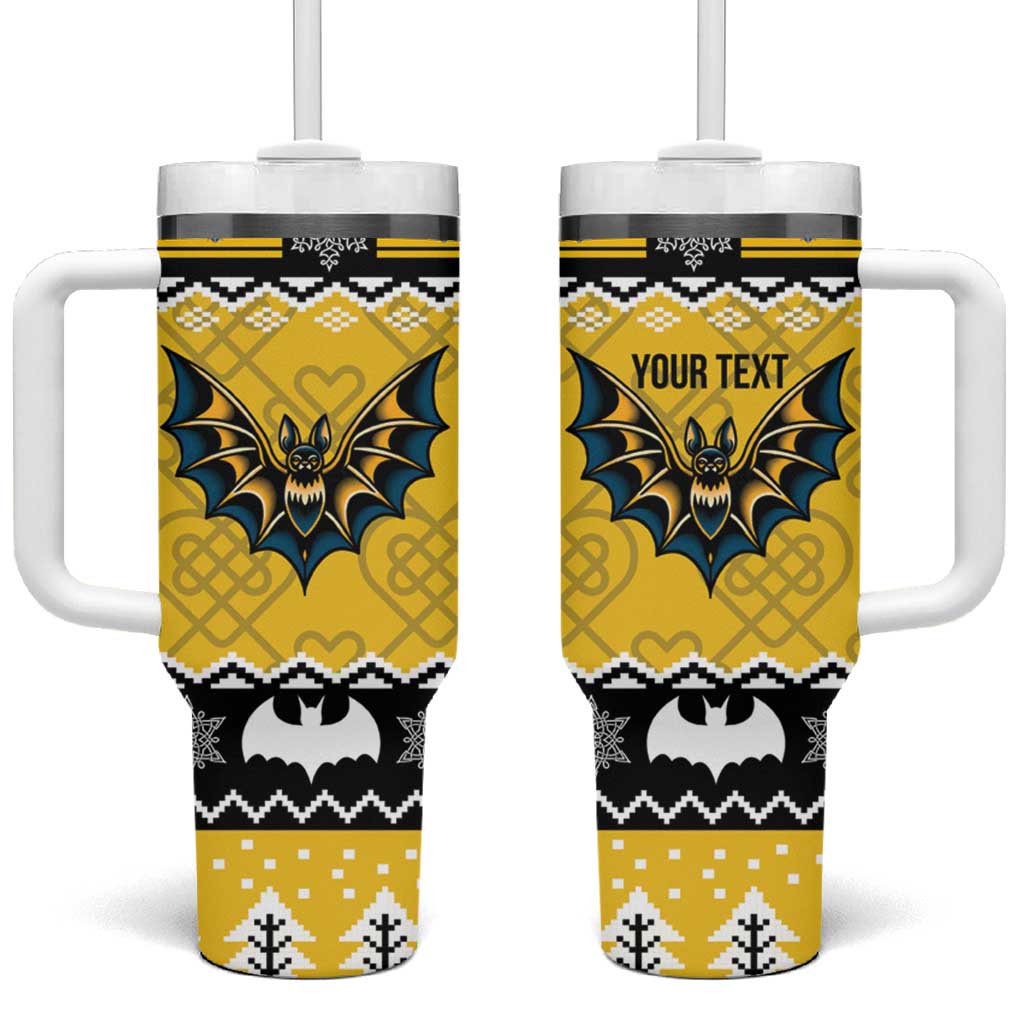 Personalized Brecknockshire Wales Christmas Tumbler With Handle Welsh Celtic Bat Design - Wonder Print Shop