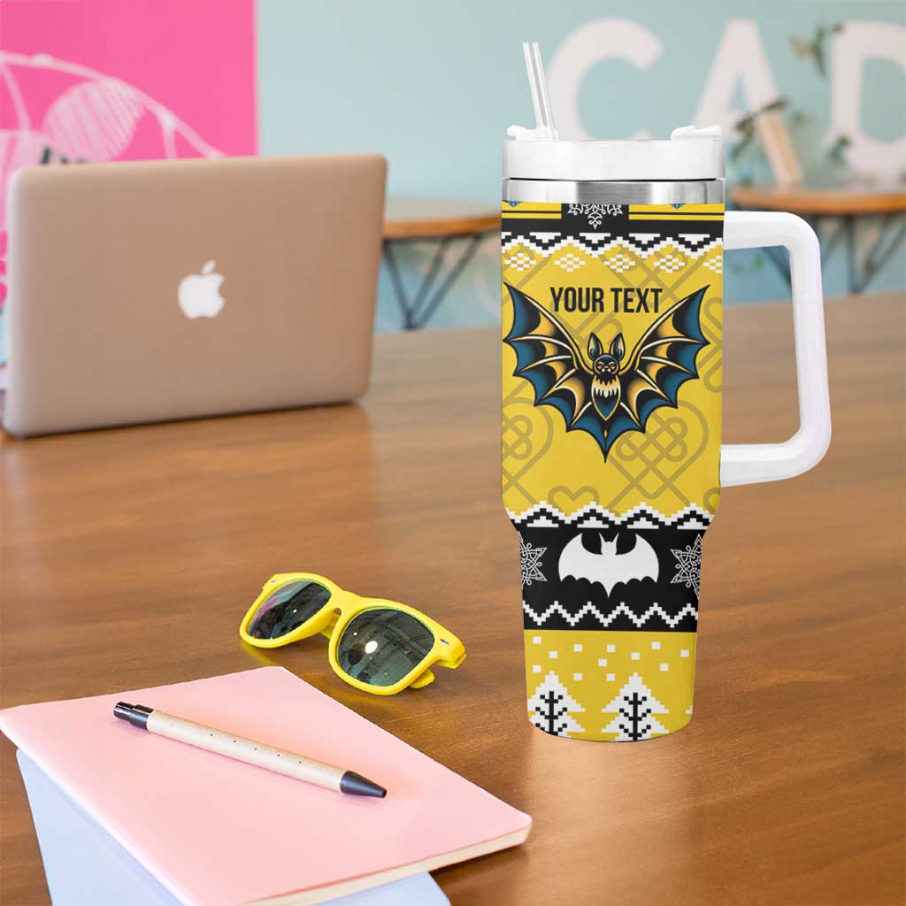 Personalized Brecknockshire Wales Christmas Tumbler With Handle Welsh Celtic Bat Design - Wonder Print Shop