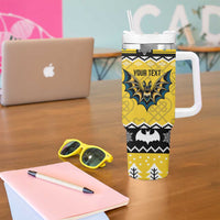 Personalized Brecknockshire Wales Christmas Tumbler With Handle Welsh Celtic Bat Design - Wonder Print Shop