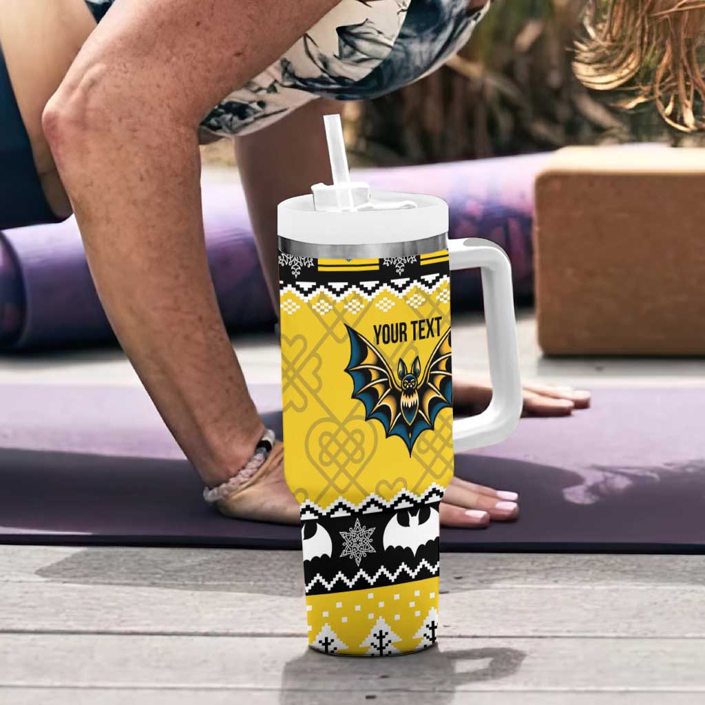 Personalized Brecknockshire Wales Christmas Tumbler With Handle Welsh Celtic Bat Design - Wonder Print Shop