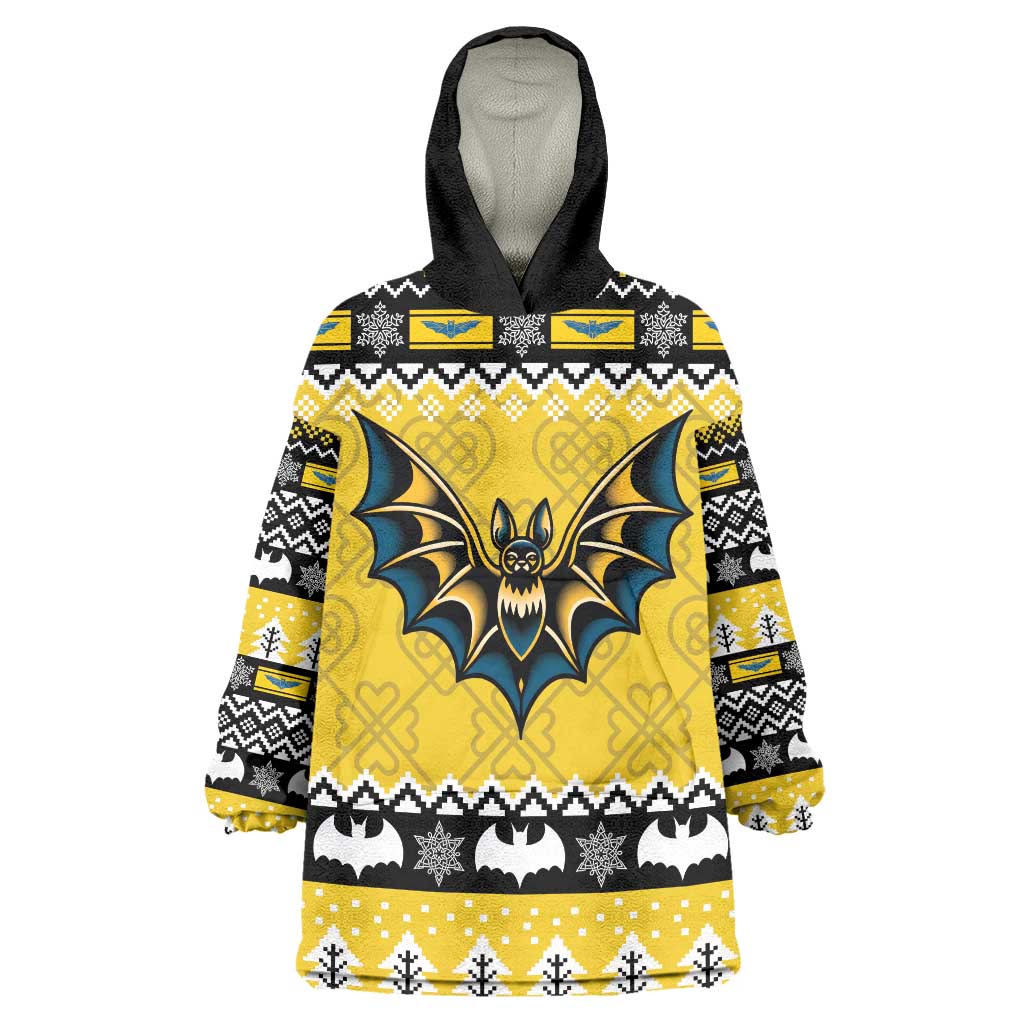 Personalized Brecknockshire Wales Christmas Wearable Blanket Hoodie Welsh Celtic Bat Design - Wonder Print Shop