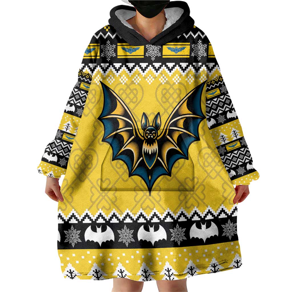 Personalized Brecknockshire Wales Christmas Wearable Blanket Hoodie Welsh Celtic Bat Design - Wonder Print Shop