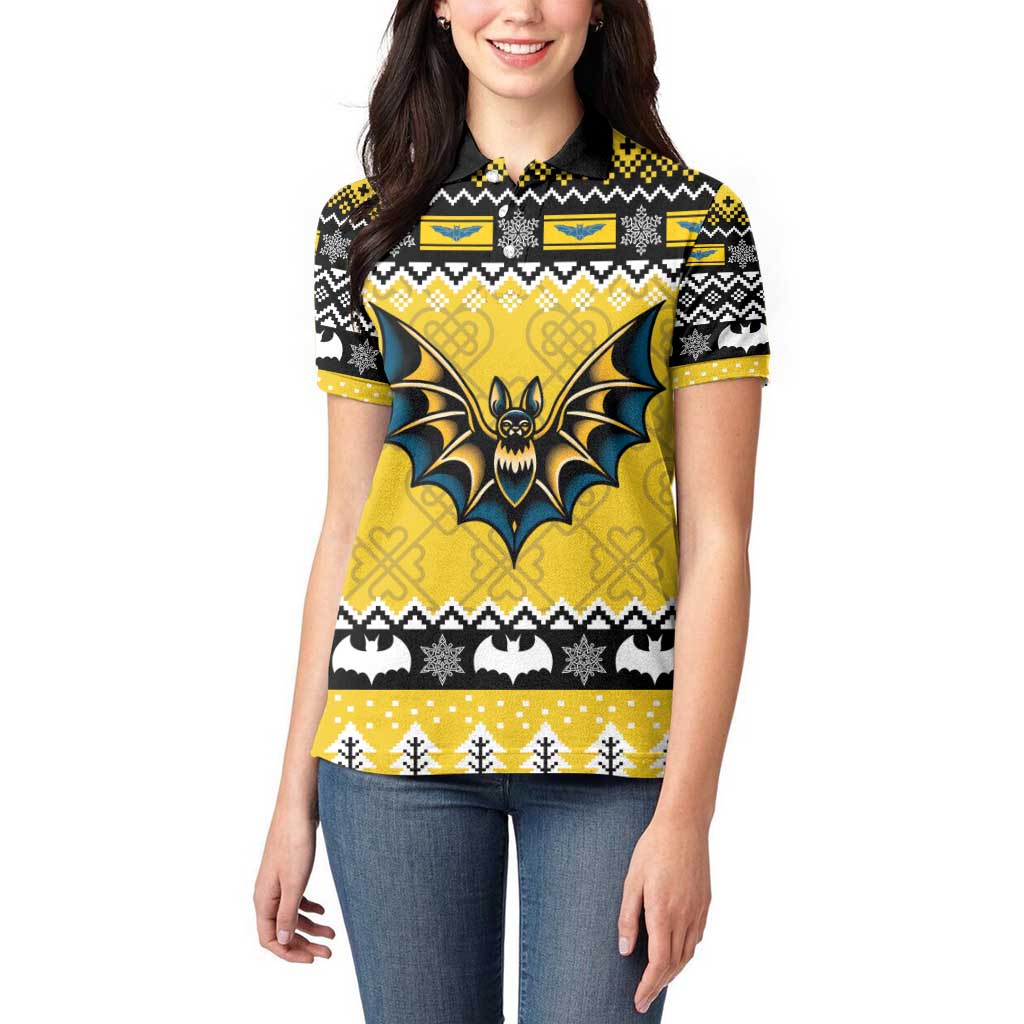 Personalized Brecknockshire Wales Christmas Women Polo Shirt Welsh Celtic Bat Design - Wonder Print Shop