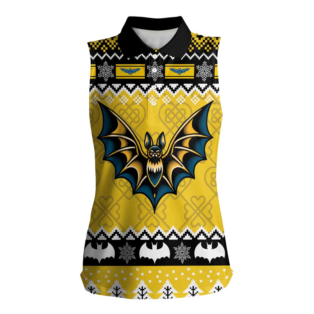 Personalized Brecknockshire Wales Christmas Women Sleeveless Polo Shirt Welsh Celtic Bat Design - Wonder Print Shop