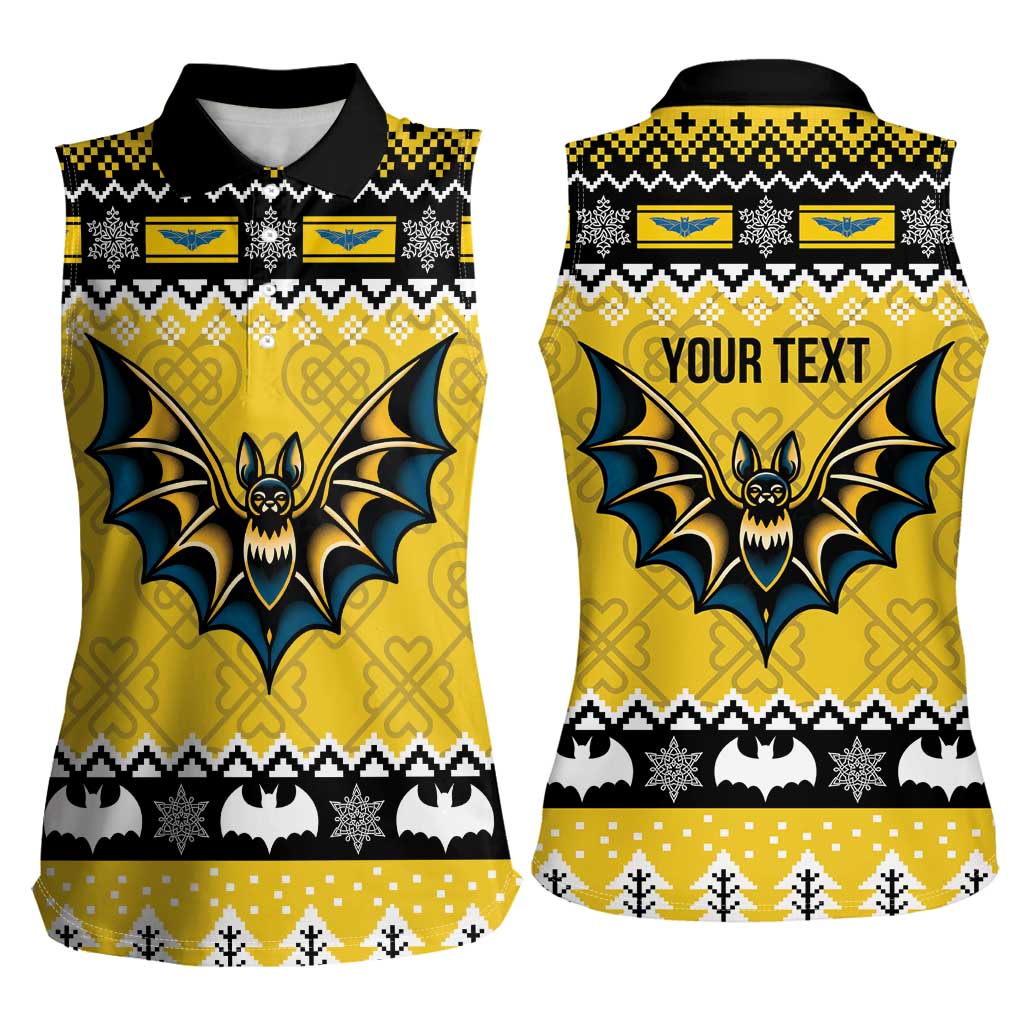 Personalized Brecknockshire Wales Christmas Women Sleeveless Polo Shirt Welsh Celtic Bat Design - Wonder Print Shop