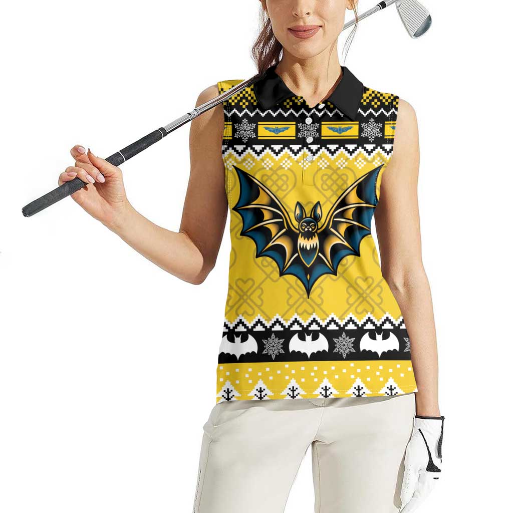 Personalized Brecknockshire Wales Christmas Women Sleeveless Polo Shirt Welsh Celtic Bat Design - Wonder Print Shop
