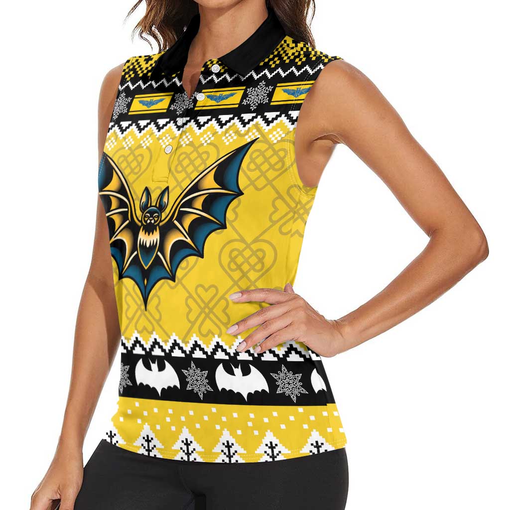 Personalized Brecknockshire Wales Christmas Women Sleeveless Polo Shirt Welsh Celtic Bat Design - Wonder Print Shop
