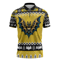 Personalized Brecknockshire Wales Christmas Zipper Polo Shirt Welsh Celtic Bat Design - Wonder Print Shop