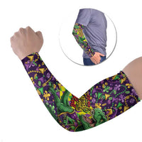 Funny Mardi Gras T-Rex Dinosaur Arm Sleeves Let The Good Times Roll - Wonder Print Shop