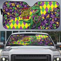 Funny Mardi Gras T-Rex Dinosaur Auto Sun Shade Let The Good Times Roll - Wonder Print Shop