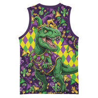 Funny Mardi Gras T-Rex Dinosaur Basketball Jersey Let The Good Times Roll - Wonder Print Shop