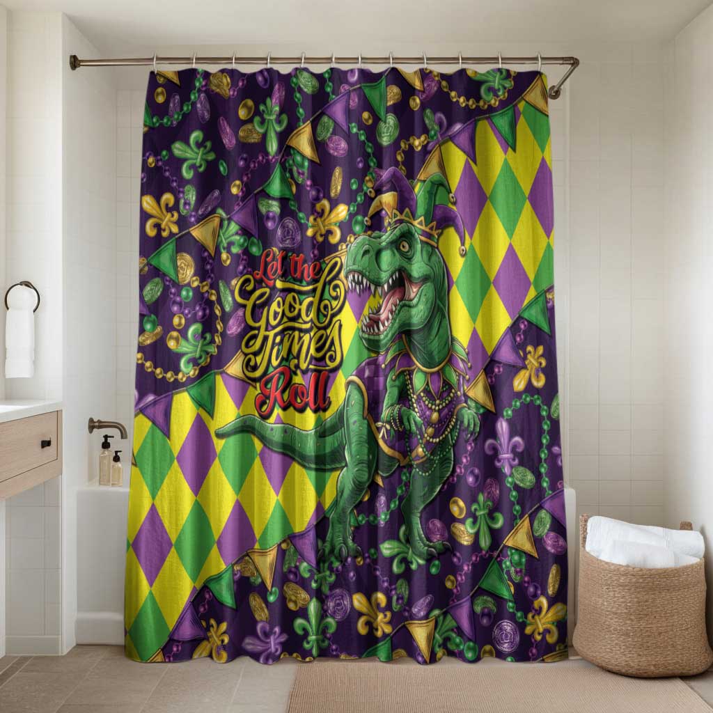 Funny Mardi Gras T-Rex Dinosaur Bathroom Set Let The Good Times Roll - Wonder Print Shop