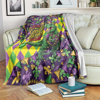 Funny Mardi Gras T-Rex Dinosaur Blanket Let The Good Times Roll - Wonder Print Shop