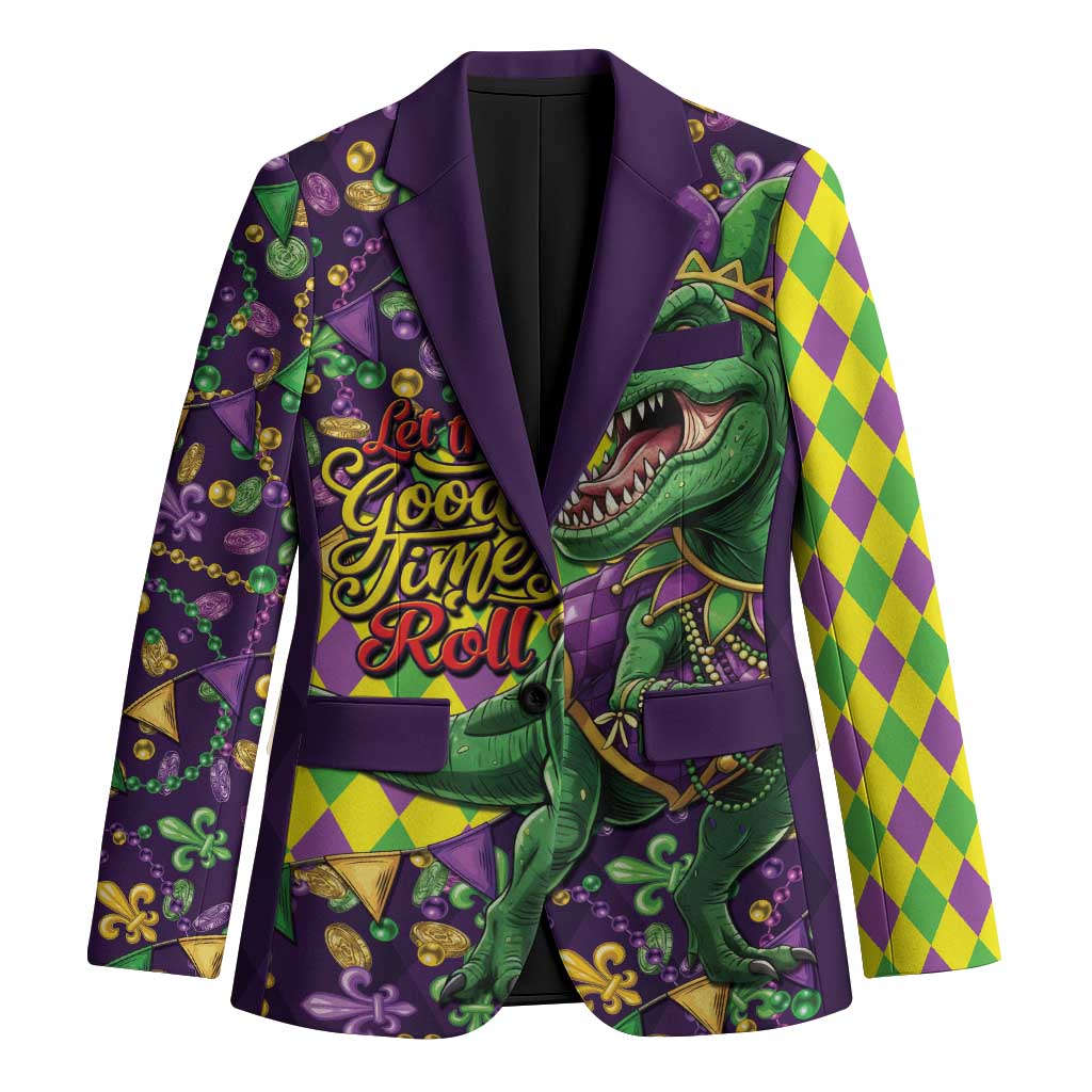 Funny Mardi Gras T-Rex Dinosaur Blazer Let The Good Times Roll - Wonder Print Shop
