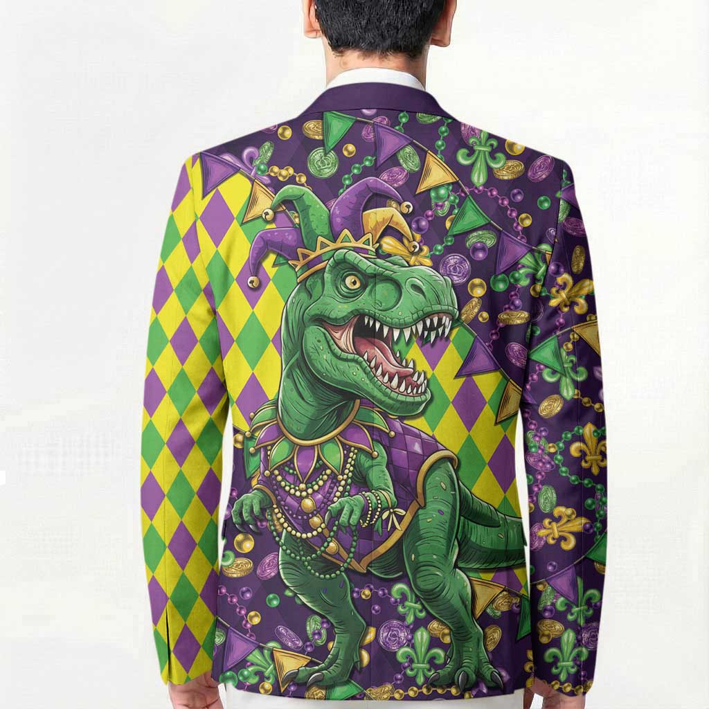 Funny Mardi Gras T-Rex Dinosaur Blazer Let The Good Times Roll - Wonder Print Shop