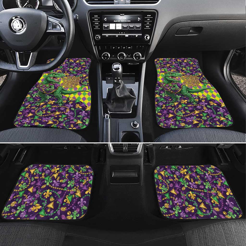 Funny Mardi Gras T-Rex Dinosaur Car Mats Let The Good Times Roll - Wonder Print Shop
