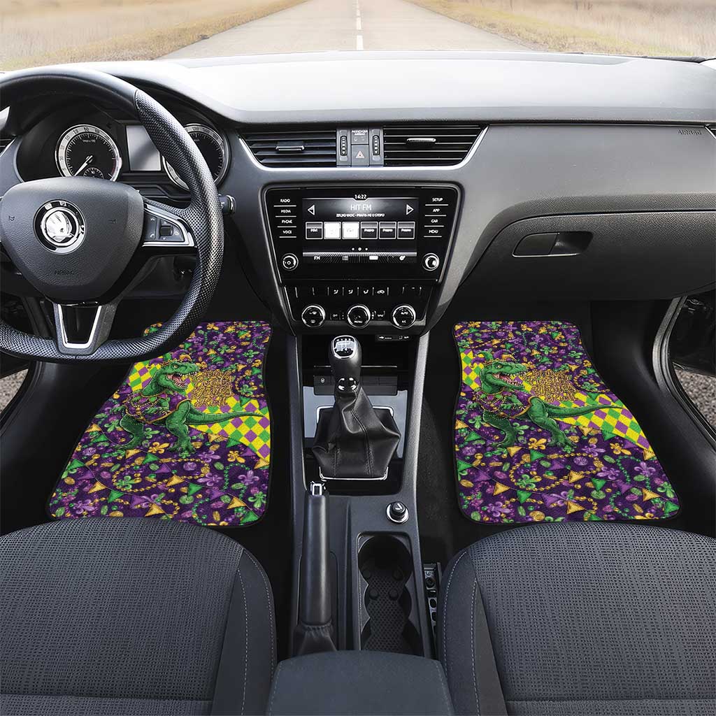 Funny Mardi Gras T-Rex Dinosaur Car Mats Let The Good Times Roll - Wonder Print Shop