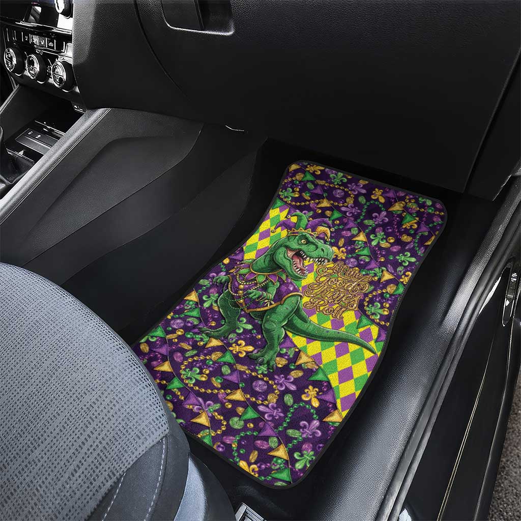 Funny Mardi Gras T-Rex Dinosaur Car Mats Let The Good Times Roll - Wonder Print Shop