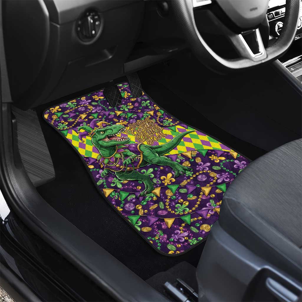 Funny Mardi Gras T-Rex Dinosaur Car Mats Let The Good Times Roll - Wonder Print Shop