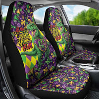 Funny Mardi Gras T-Rex Dinosaur Car Seat Cover Let The Good Times Roll - Wonder Print Shop