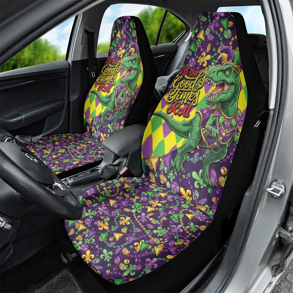 Funny Mardi Gras T-Rex Dinosaur Car Seat Cover Let The Good Times Roll - Wonder Print Shop
