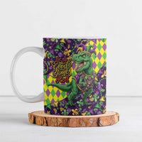 Funny Mardi Gras T-Rex Dinosaur Ceramic Mug Let The Good Times Roll - Wonder Print Shop