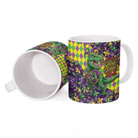 Funny Mardi Gras T-Rex Dinosaur Ceramic Mug Let The Good Times Roll - Wonder Print Shop
