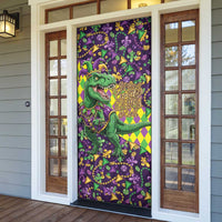 Funny Mardi Gras T-Rex Dinosaur Door Cover Let The Good Times Roll - Wonder Print Shop