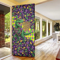 Funny Mardi Gras T-Rex Dinosaur Door Cover Let The Good Times Roll - Wonder Print Shop