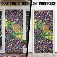 Funny Mardi Gras T-Rex Dinosaur Door Cover Let The Good Times Roll - Wonder Print Shop