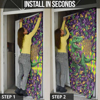 Funny Mardi Gras T-Rex Dinosaur Door Cover Let The Good Times Roll - Wonder Print Shop