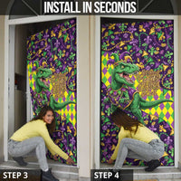 Funny Mardi Gras T-Rex Dinosaur Door Cover Let The Good Times Roll - Wonder Print Shop