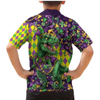 Funny Mardi Gras T-Rex Dinosaur Family Matching Mermaid Dress and Hawaiian Shirt Let The Good Times Roll - Wonder Print Shop