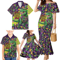 Funny Mardi Gras T-Rex Dinosaur Family Matching Mermaid Dress and Hawaiian Shirt Let The Good Times Roll - Wonder Print Shop