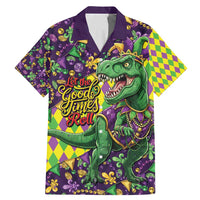 Funny Mardi Gras T-Rex Dinosaur Family Matching Mermaid Dress and Hawaiian Shirt Let The Good Times Roll - Wonder Print Shop